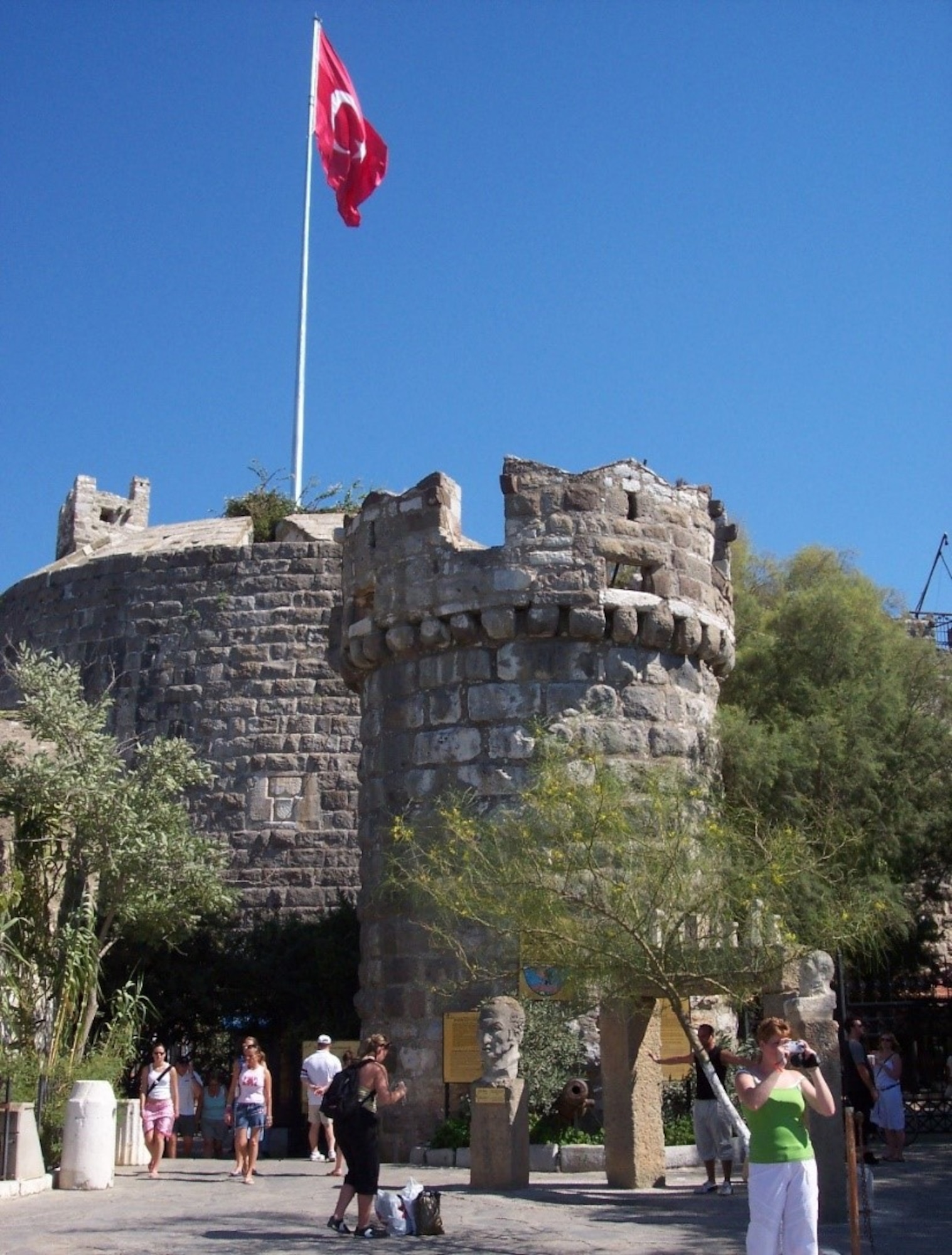 Local and foreign tourists flock to the Bodrum Castle in Bodrum. Bodrum, the Turkish town of the South Aegean full of little white houses, is one of the most famous cities of antiquity, which is built on a w-shaped peninsula that 
includes the famous St. Peter’s castle. (U.S. Air Force photo by Tanju Varlıklı)