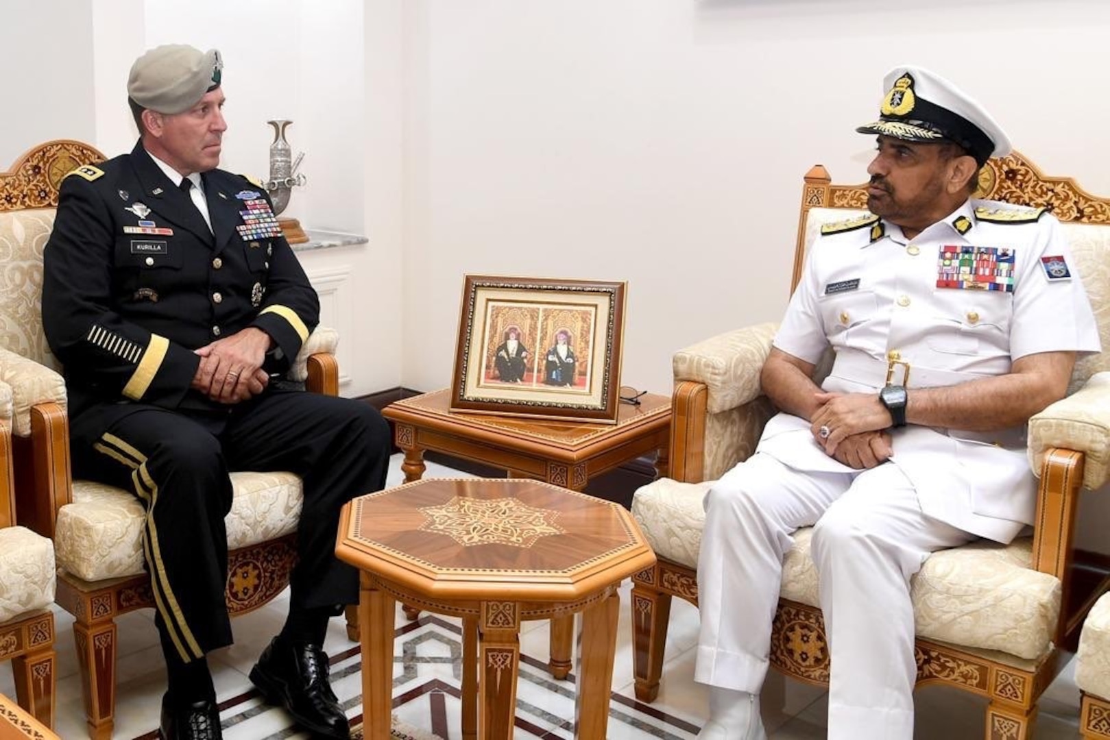 General Kurilla with Vice Admiral Abdullah Khamis Al Ra'eesi, Chief of Staff of the Sultan's Armed Forces, Muscat, Oman, June 19, 2022