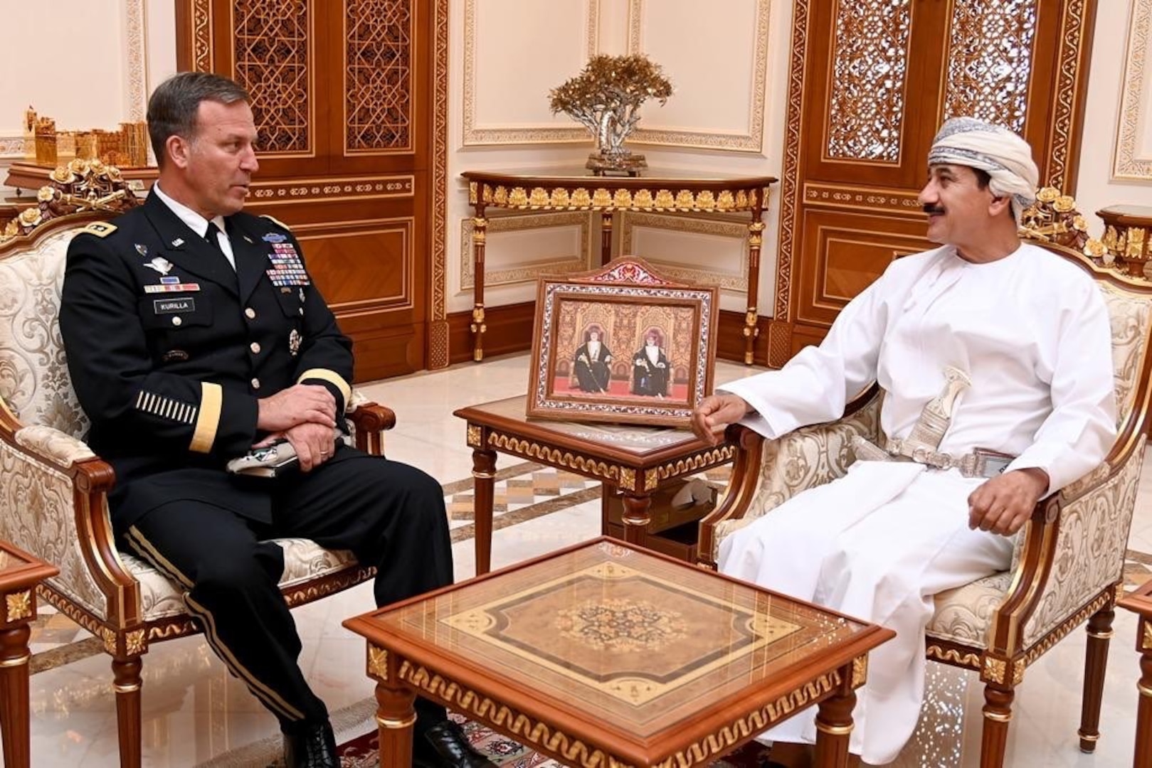 General Kurilla meets with General Sultan bin Mohammed Al-Numani, Minister of the Royal Office in the Sultanate of Oman, Muscat, Oman, June 19, 2022