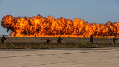Marines demonstrate the capabilities of the Marine Air-Ground Task Force at the 2019 Marine Corps Air Station Miramar Air Show on MCAS Miramar, Calif., Sept. 28.