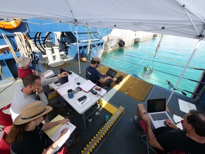 WHOI and NAVSEA employees collect data of the Deep Submergence Vehicle Alvin.