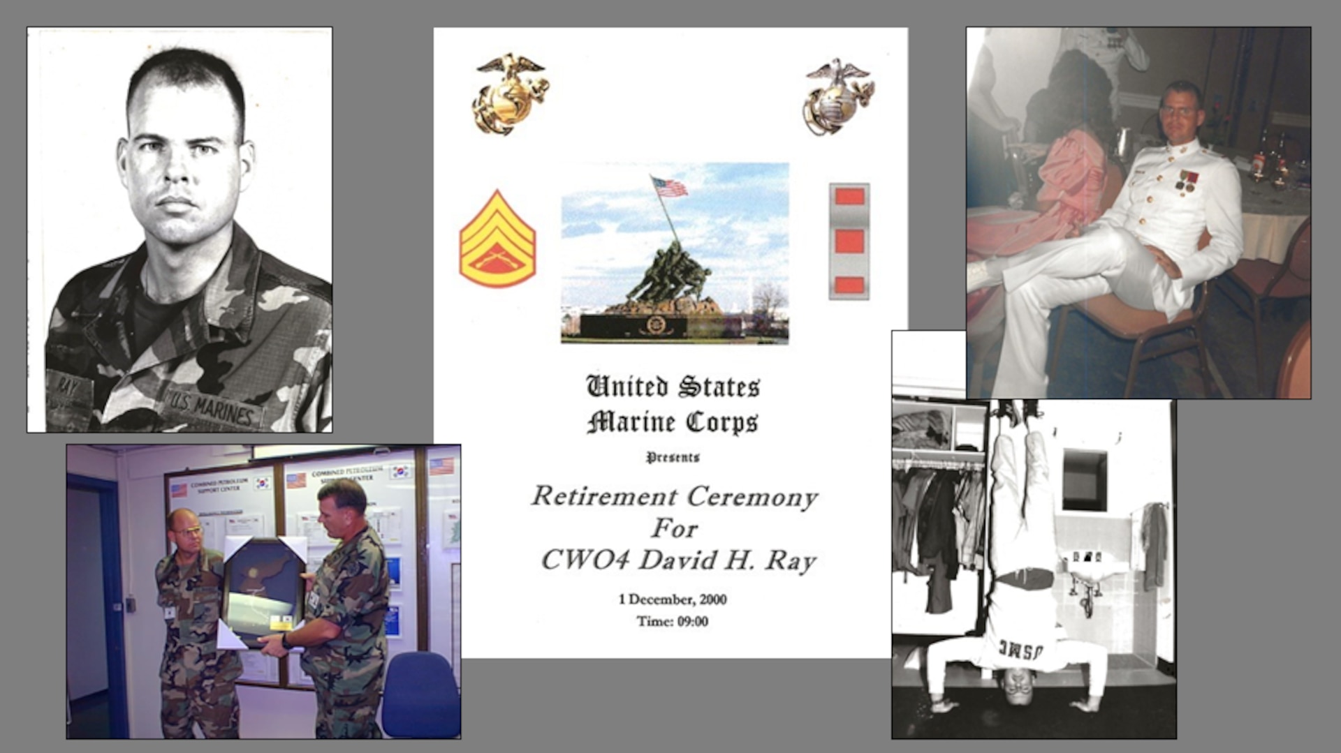 Various photos of Dave Ray in the U.S. Marine Corps