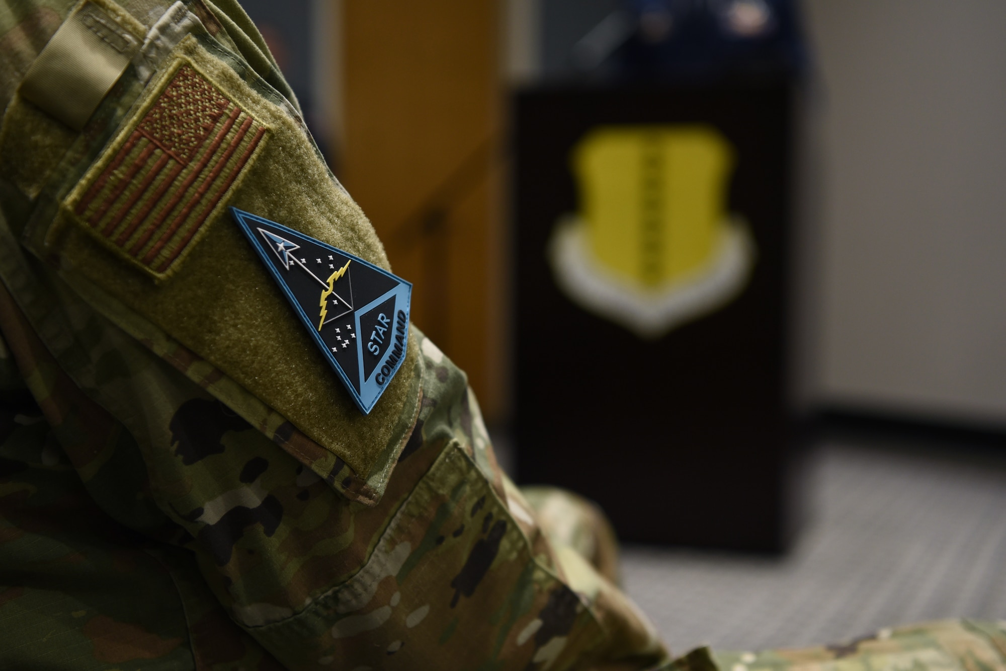 U.S. Air Force Maj. Gen. Shawn N. Bratton, Space Training and Readiness Command commander, attends the activation and assumption of responsibility for 533rd Training Squadron, Detachment 1, at the Powell Event Center, Goodfellow Air Force Base, Texas, June 21, 2022. Though hosted on Goodfellow Air Force Base, the 533rd TRS Det 1 is a separate unit that belongs to the STARCOM, at the geographically separated Vandenberg Space Base, California. (U.S. Air Force photo by Senior Airman Abbey Rieves)