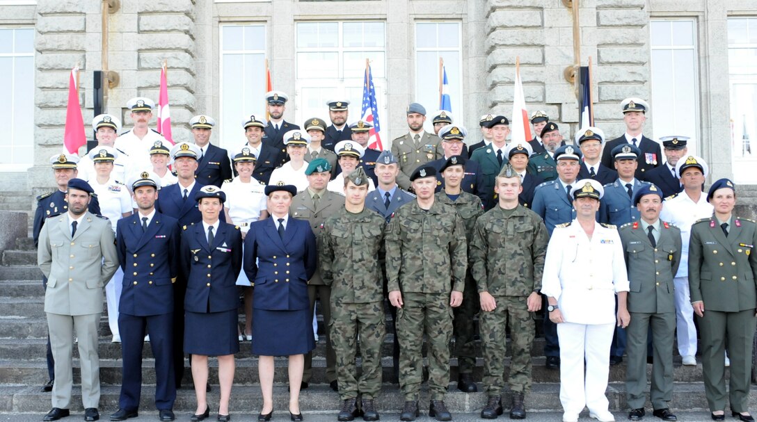 Brest (FRA) - Review of the troops by Vice-Admiral Jean-Philippe Chaineau, Admiral Commanding the Strategic Oceanic Force (ALFOST) - The city of Brest, located in France, hosted the 53rd World Military Sailing Championship. 31 participants (20 male and 11 female) from 7 participating countries took part in the event.  Pictures: Mr. Dominique Einsweiler