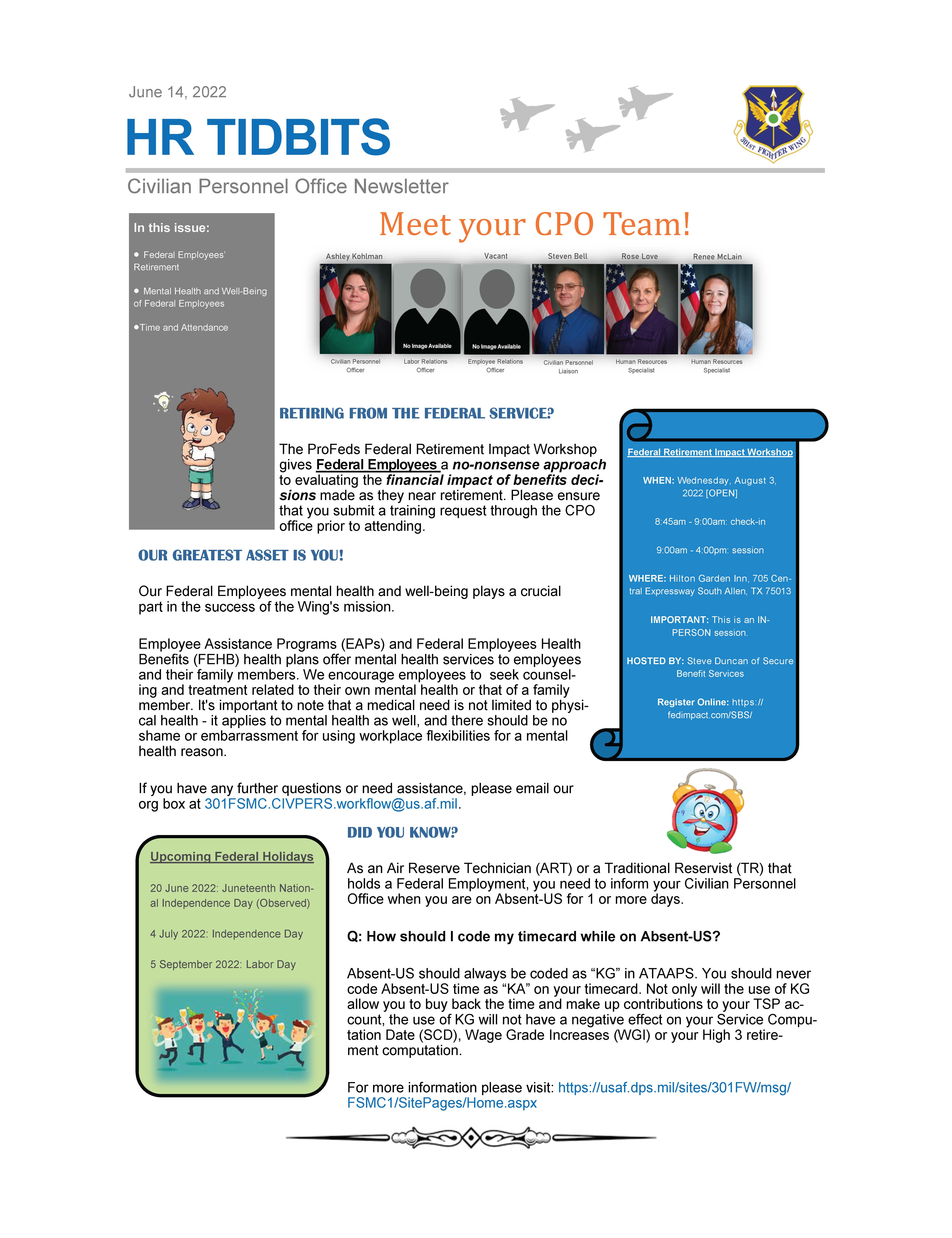 301 FW CPO Quarterly HR Tidbits (Newsletter)