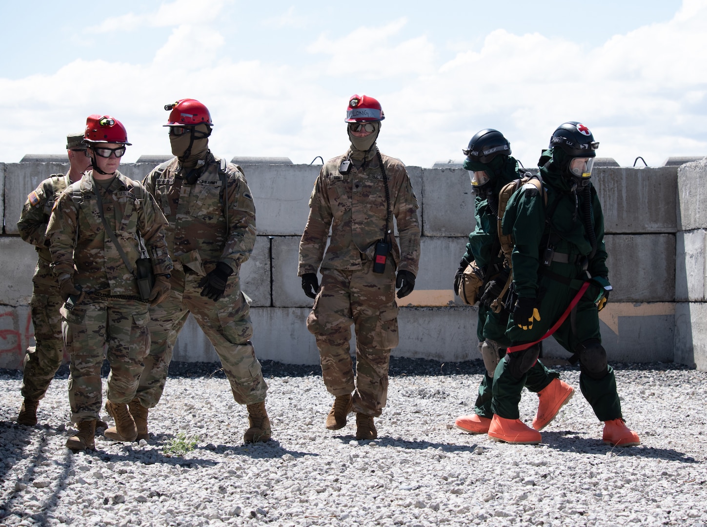 U.S. Army National Guard Soldiers in the 741st Brigade Engineer Battalion prepare to engage in search and extraction operations during a CERFP training exercise at Camp Umatilla, Hermiston, Oregon, June 14, 2022. Oregon’s CERFP is made up of both Army and Air components that work together to create one cohesive force.
