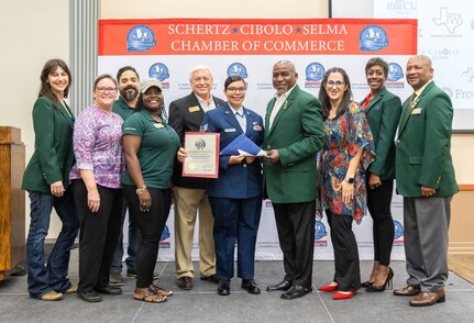 Staff Sgt. Williana Lopez, 558th Flying Training Squadron basic senor operator course instructor,  was recognized as the "Hidden Hero" for the month of June by the Schertz, Cibolo, Selma, Chamber of Commerce Military Affairs Committee June 21, 2022 at the Schertz monthly Chamber luncheon.