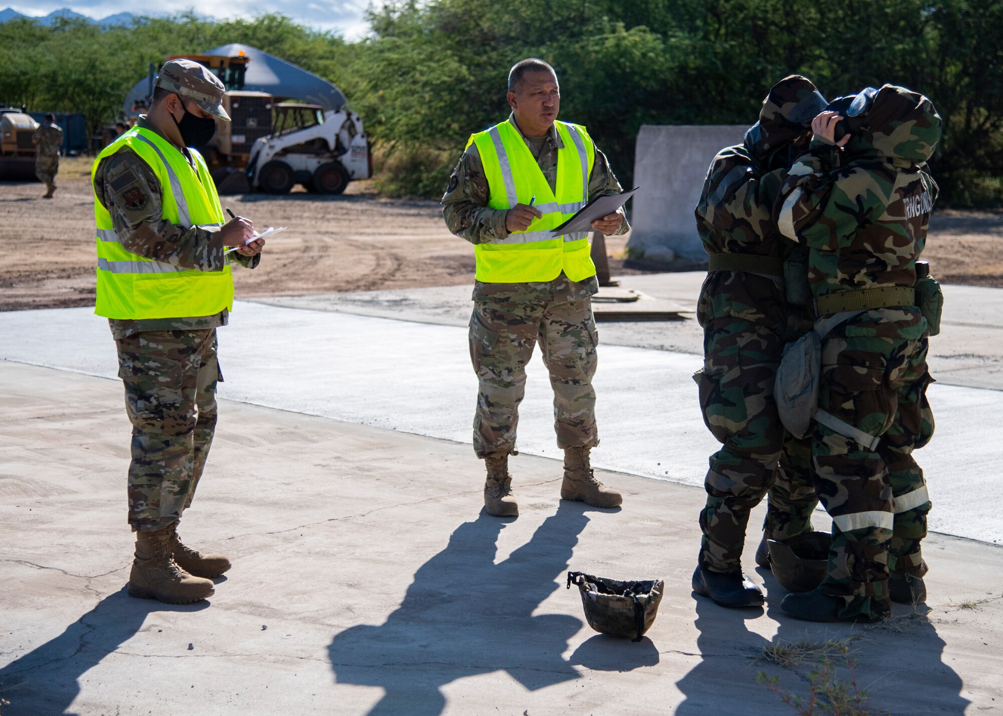 Reserve Citizen Airmen assigned to the 624th Regional Support Group and 44th Aerial Port Squadron participate in chemical, biological, radiological, nuclear, and high-yield explosives training,