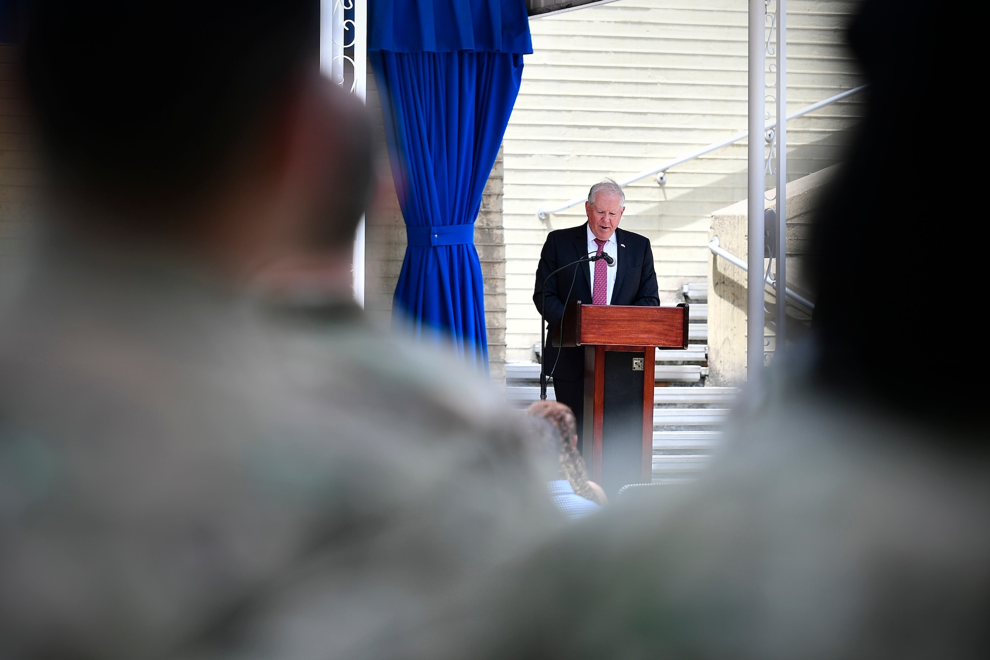 Secretary of the Air Force Frank Kendall offers opening remarks during a Juneteenth Celebration at the Pentagon in Arlington, Va., June 21, 2022. Hundreds of Department of Defense personnel and service members attended the ceremony, which was the first official Juneteenth event held in the Pentagon since the holiday became federally recognized in 2021. (U.S. Air Force photo by Staff Sgt. Elora J. McCutcheon)