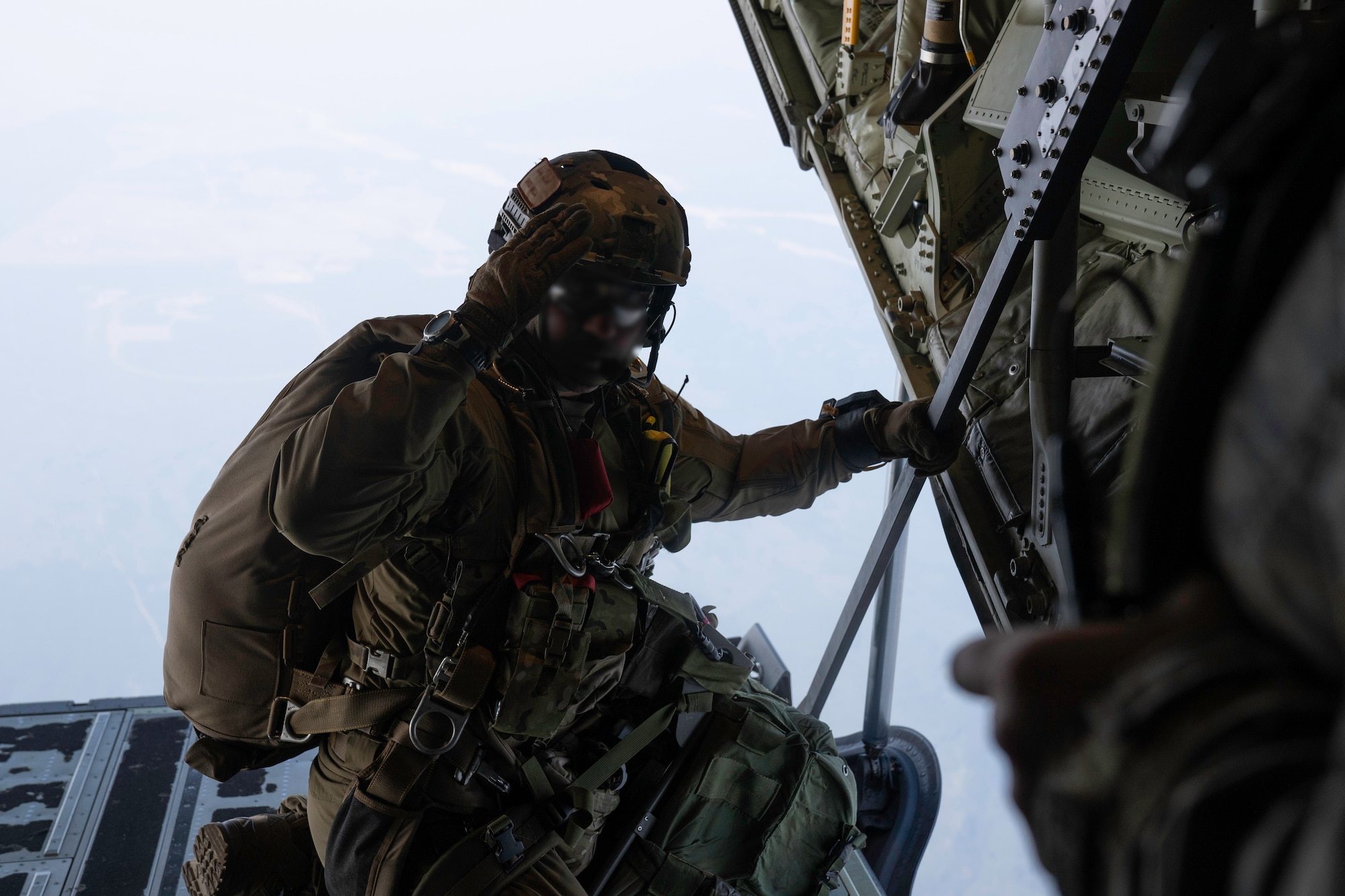 Photo of a Special Tactics Operator preparing for a military free fall jump