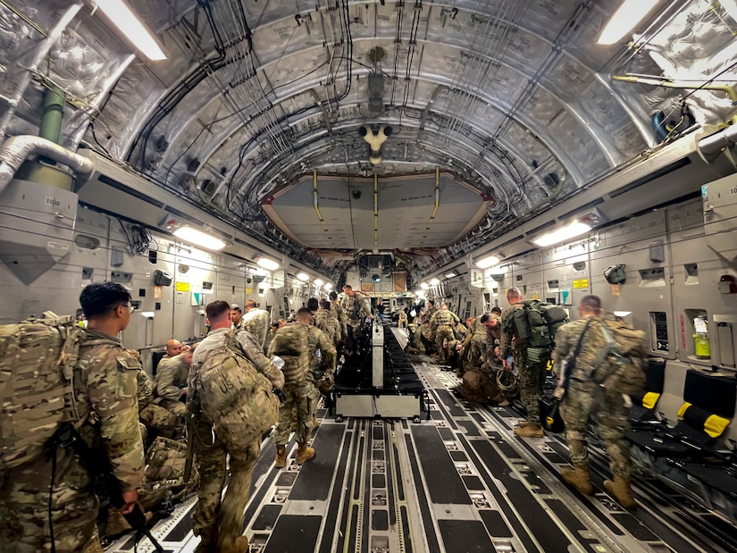 U.S. Army 173d Airborne Brigade departs for Exercise African Lion 22