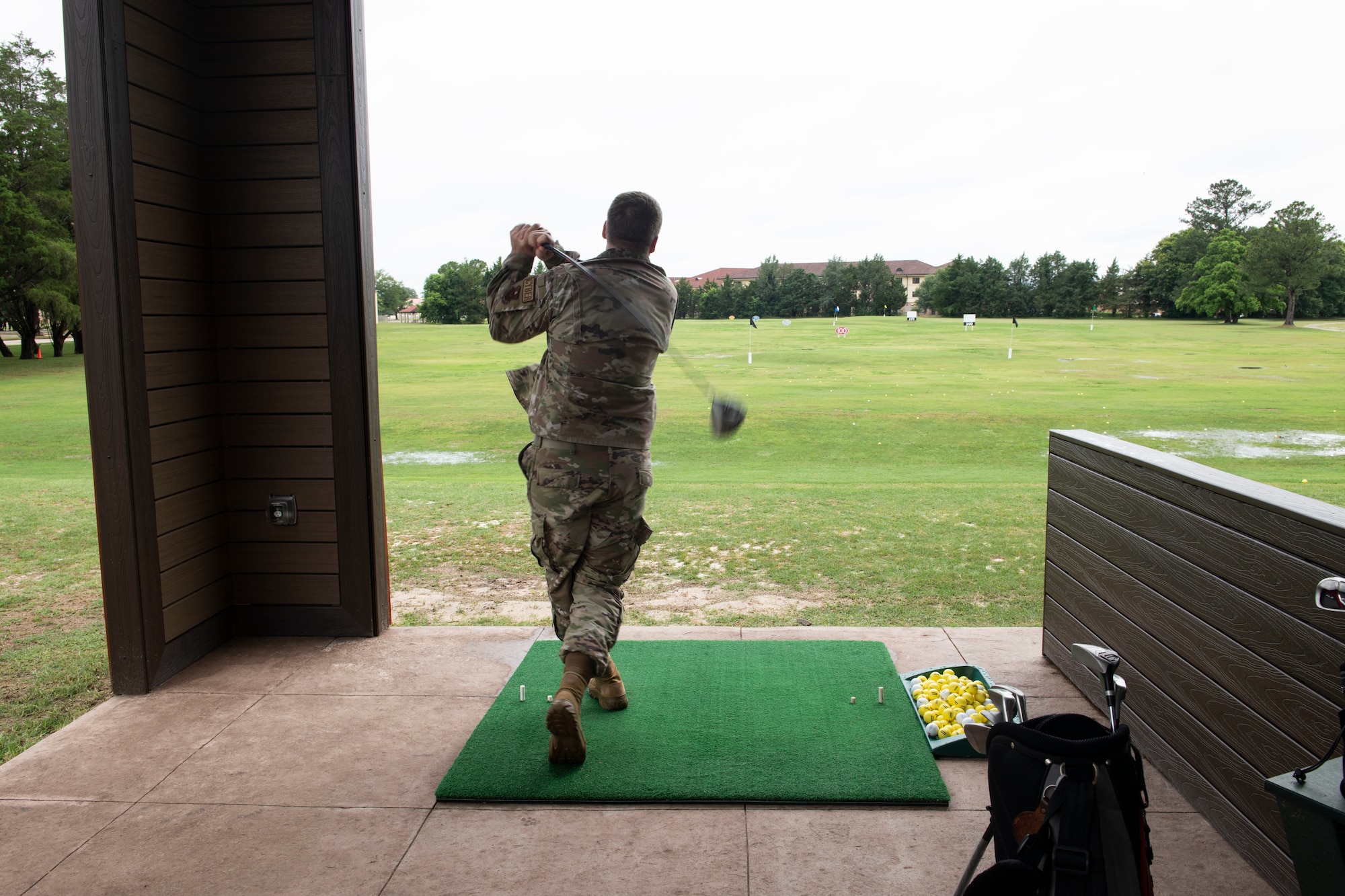 The driving range has modernized the golfing experience through Toptracer technology that will provide six globally connected bays with a wide variety of games for Airmen, Guardians, and families. (Courtesy photo)