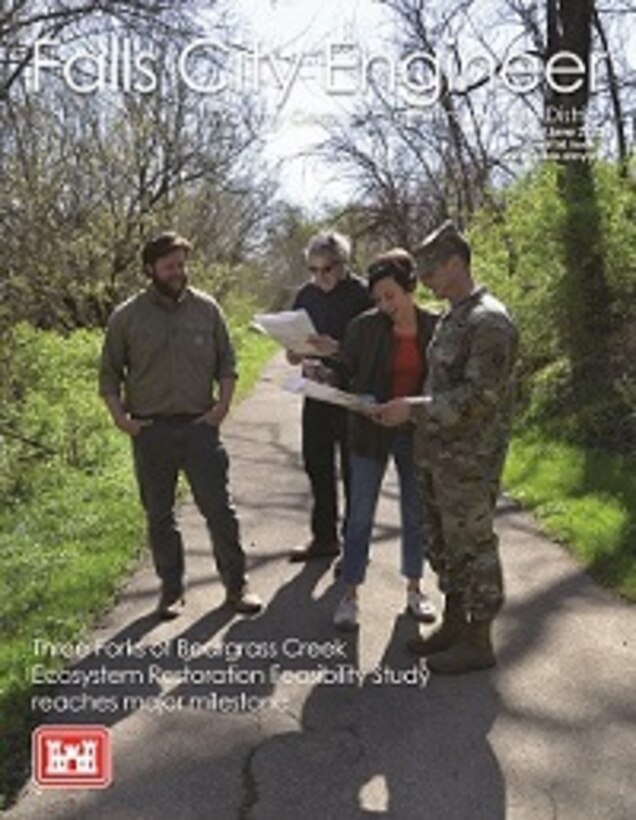 The Public Affairs Office is pleased to share the May/June 2022 issue of the Falls City Engineer newsletter: https://www.dvidshub.net/publication/issues/64084

Articles in this issue include:

•	Three Forks of Beargrass Creek Ecosystem Restoration Feasibility Study reaches major milestone with signing of Chief’s Report
•	Louisville District Dam Safety team works hard to ensure dams are reliable
•	Introducing Louisville District’s first ever River Ranger: Lisa Freeman 
•	ERCIP aims to improve energy resilience, security and conservation for military projects
•	USACE Construction Division Chief promoted to Brigadier General in U.S. Army Reserve
•	Grissom Air Reserve Base cuts ribbon on new Aerial Port Facility
•	Environmental engineers monitor water quality through groundwater sampling
•	Construction continues on Canandaigua VA hospital project
•	Louisville Veterans Administration Medical Center project team recognizes Construction Safety Week
•	The buzz around Patoka Lake is that pollinators are an important part of nature
•	USACE Drones provide an eye in the sky for engineers
•	It takes all of us: National Safety Month spotlight