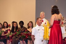 Rear Adm. Mark Sucato, commander, Navy Region Northwest, becomes an Honorary Sir Knight at the annual Royal Rosarian Honorary Knighting Ceremony during Portland Fleet Week in Oregon, June 10, 2022. Portland Fleet Week is a time-honored celebration of the sea services and provides an opportunity for the citizens of Oregon to meet Sailors, Marines and Coast Guardsmen, as well as witness firsthand the latest capabilities of today's maritime services. (U.S. Navy photo by Mass Communication Specialist Seaman Apprentice Sophia H. Brooks)