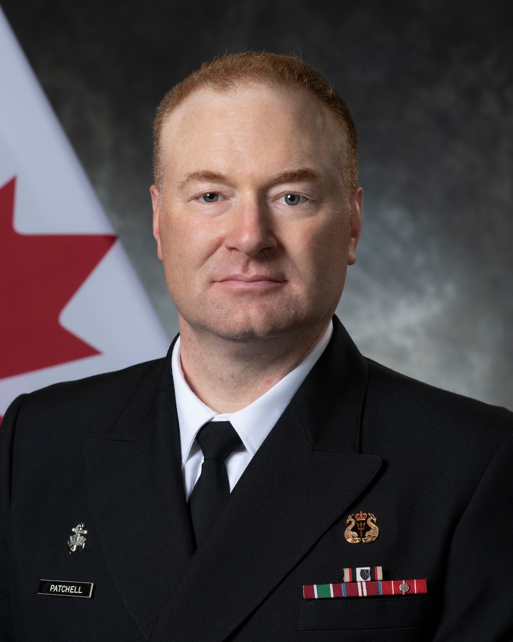 Official studio portrait of Royal Canadian Navy Rear Adm. David Patchell, Vice Commander, U.S. 2nd Fleet