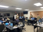 Lt. Col. Steven Stanford, Oklahoma National Guard G6, speaks with Oklahoma National Guard cyber and computer security specialists during Cyber Shield 2022.