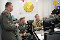 8th Air Force leadership observes the IRIS B-52 demo