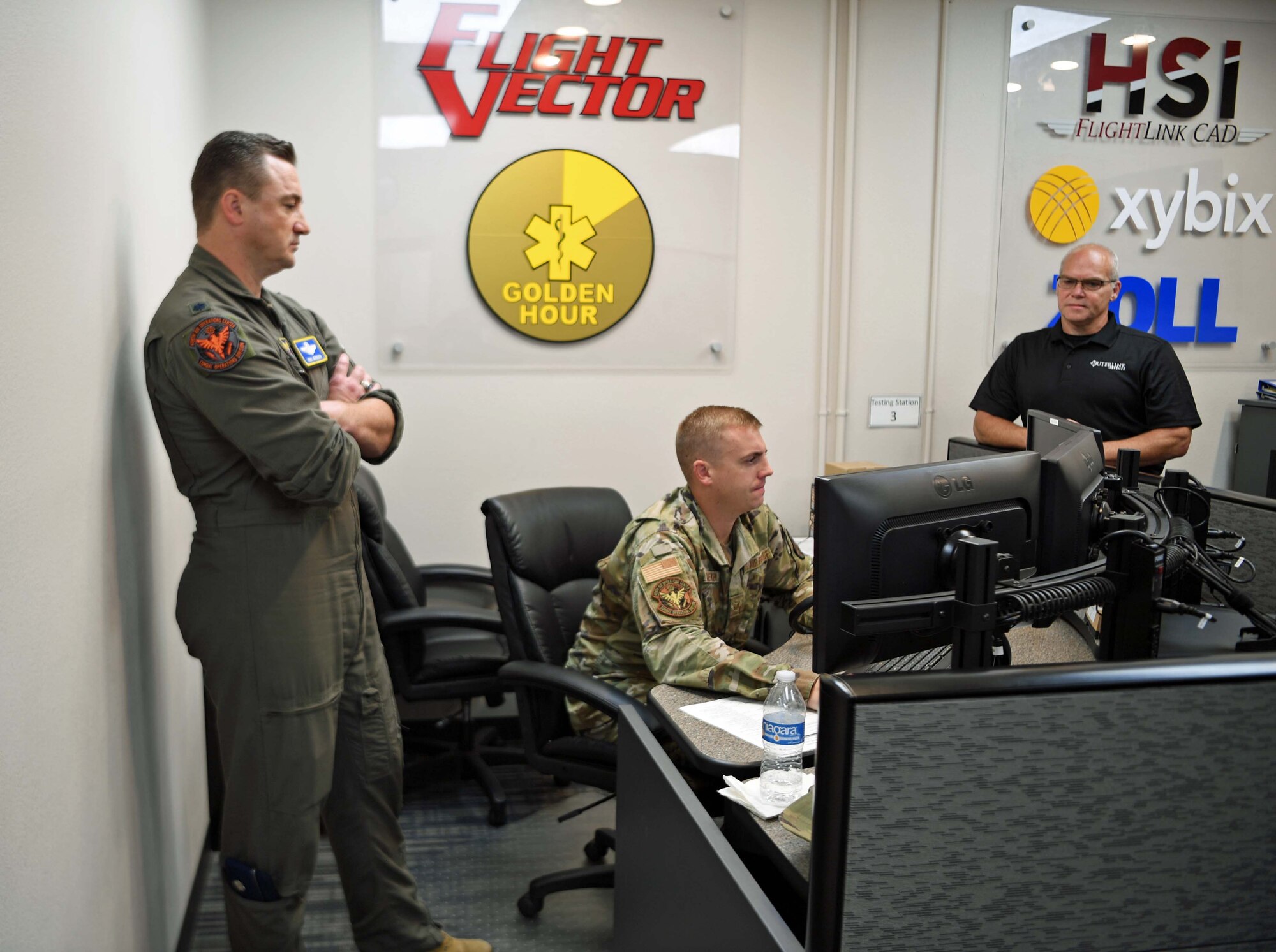 608th AOC members monitor and assess the IRIS B-52 demo in Shreveport, La.
