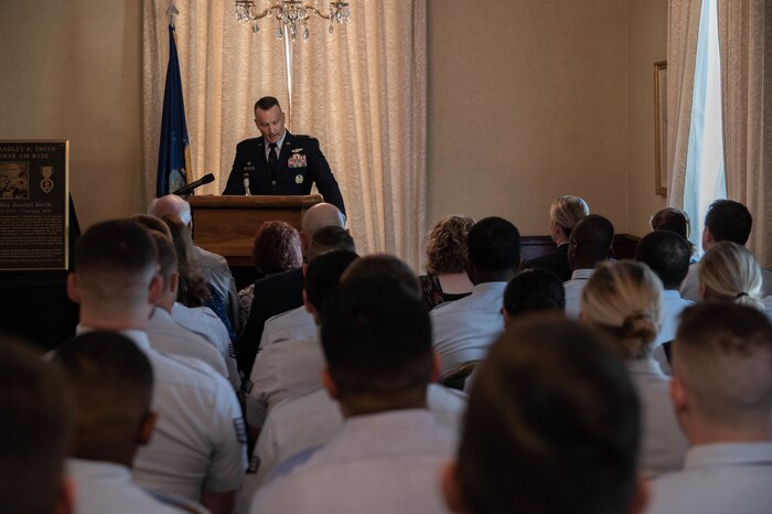Airman speaks at event