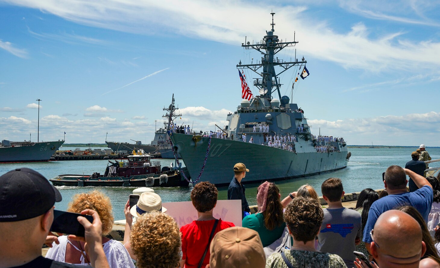 Ship pulls in
