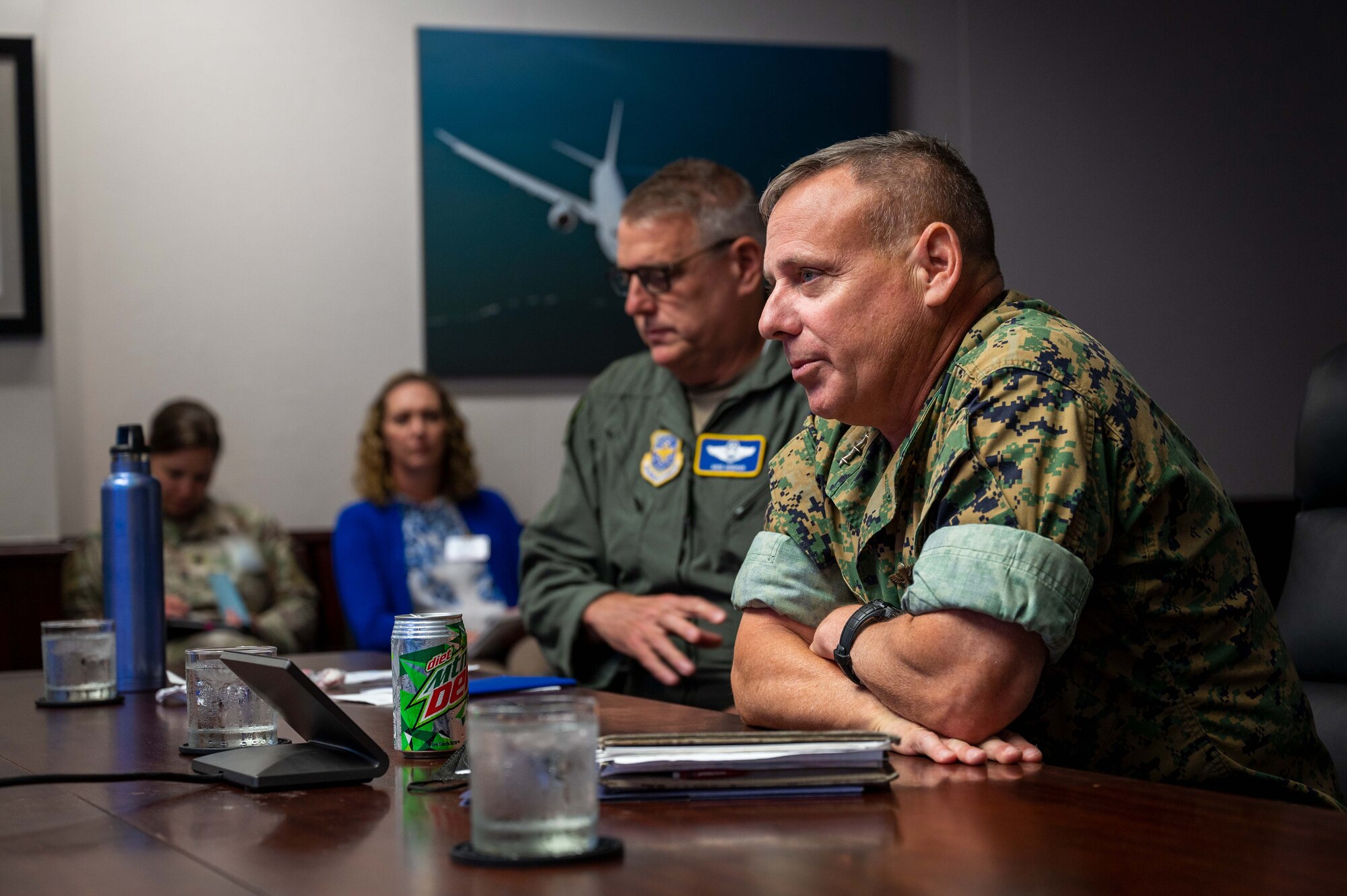 CAMP H.M. SMITH, Hawaii (June 23, 2022) Lt. Gen. Stephen D. Sklenka, Deputy Commander of U.S. Indo-Pacific Command, delivers remarks during a meeting at USINDOPACOM headquarters. AMC leaders met with USINDOPACOM as well as their Pacific Air Forces counterparts to present a road map for readying Mobility Air Forces for Agile Combat Employment in the Indo-Pacific theater. (U.S. Navy photo by Mass Communication Specialist 1st Class Anthony J. Rivera)