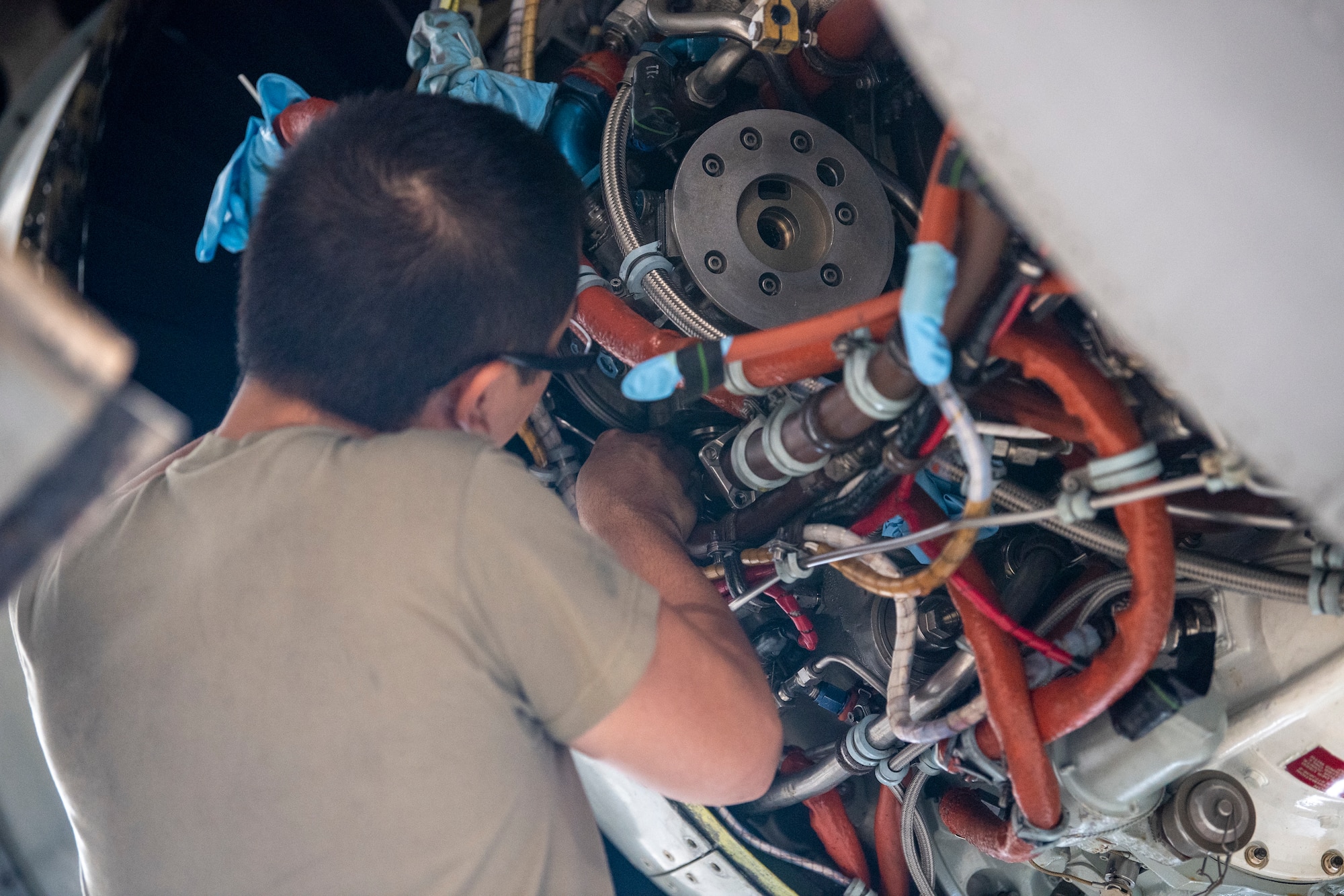 Airmen doing aircraft maintenance