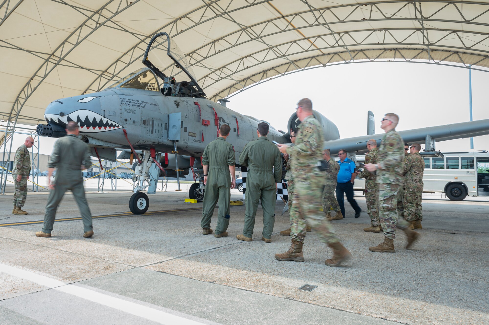 Photo of Team Moody leadership preparing to inspect a C-130J Combat King II