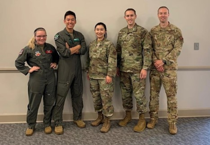 Capt. Holly Tolley, Capt. William Watson, Tech Sgt. Jennifer Shelton, Capt. Jason Pluger, and Capt. Spencer Snow participated in the Air Force Culture and Language Center’s Belt and Road Initiative Advanced Special Emphasis Language Intensive Training Event. (Courtesy photo)