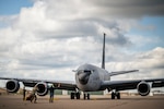 A U.S. Air Force KC-135 Stratotanker from the 191st Air Refueling Group, Selfridge Air National Guard Base, Michigan,  arrives at Sawyer International Airport, Marquette, Michigan, to support Agile Combat Employment training as multicapable Airmen during the Northern Agility 22-1 exercise, June 27, 2022. Northern Agility 22-1 tests the rapid insertion of an Air Expeditionary Wing into a bare-base environment to establish logistics and communications and enhance the ability to operate in austere environments.