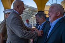 John Ligato III, a Marine veteran who served with Alpha Company, First Battalion, First Marine Division, receives the Bronze Star Medal at Marine Corps Recruit Depot San Diego, June 24, 2022.