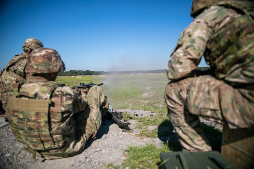 Georgia Army National Guard Soldiers familiarize themselves with the M2 machine gun during an Exportable Combat Training Capabilities exercise.