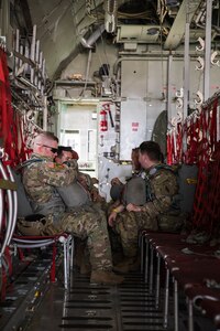 U.S. Army Soldiers assigned to the 19th Special Forces Group (Airborne), Utah Army National Guard, wait patiently for all the jumpers to board the plane while conducting a friendship airborne operation in Grier Labouihi, Morocco, during African Lion 22, June 19, 2022.
