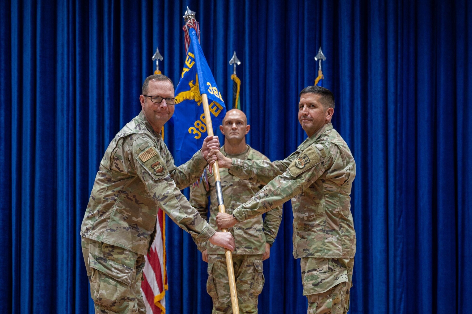 The 386th Expeditionary Mission Support Group was the third group to inactivate as the 386th Air Expeditionary Wing moves from the expeditionary group construct toward the Air Staff model. Col. John Gustafson led over 3,600 Total Force Airmen across three deployment rotations at three operating locations and guided U.S. Central Command’s busiest aerial port, moving over 80,000 passengers and nearly 60,000 tons of cargo.