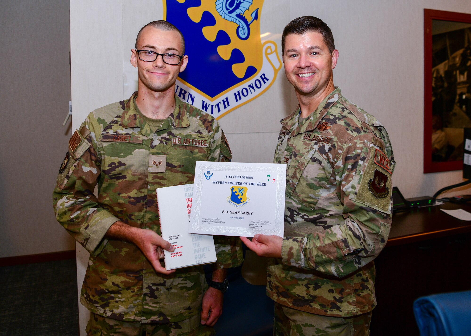 AVIANO AIR BASE, Italy – This week’s Wyvern Fighter of the week is Senior Airman Sean Carey, 31st Maintenance Squadron aerospace ground equipment journeyman.
 
The Oakley, California, native has been assigned to the 31st Fighter Wing for a little over a year, and in that short amount of time he has led the way. 

Carey has been a critical member of the six person AGE bomb lift team as they prepare for the biannual U.S. Air Forces in Europe-Air Forces Africa inspection. He completed more than 36 nuclear surety checklists by clearing 280 discrepancies and additionally instructed 10 flight members on jammer operations. In doing so, he validated 20 core skill-level upgrade tasks culminating in three members achieving their 5-level upgrade.

Carey’s personal motto is ‘Exceeding the standard is the standard’ and he portrays this in his everyday life, inside and outside of work. He stepped outside of his career-field to pursue his goal of attending the Army’s premier leadership course: Army Ranger School. 

In preparation, he trained with multiple organizations across the wing for more than 60 days on weapons tactics, land navigation, and intense physical training. He attended the Air Force Ranger Assessment Preparation Course at Ramstein Air Base, Germany, where he outperformed 80% of his peers and secured a coveted spot at the Army Ranger Assessment Course at Fort Benning, Georgia.

He said that his father and grandfathers are his inspiration. Although his father wasn’t in the military, he raised Carey as if he was. 

His father passed away from a heart attack while he was in AGE technical school and Carey had to go home to take care of his father’s estate. Despite that hardship, he was rolled back to a later class and was recognized as a distinguished graduate.

Continue to lead the way, Carey! Wyvern nation is proud to call you one of its own!