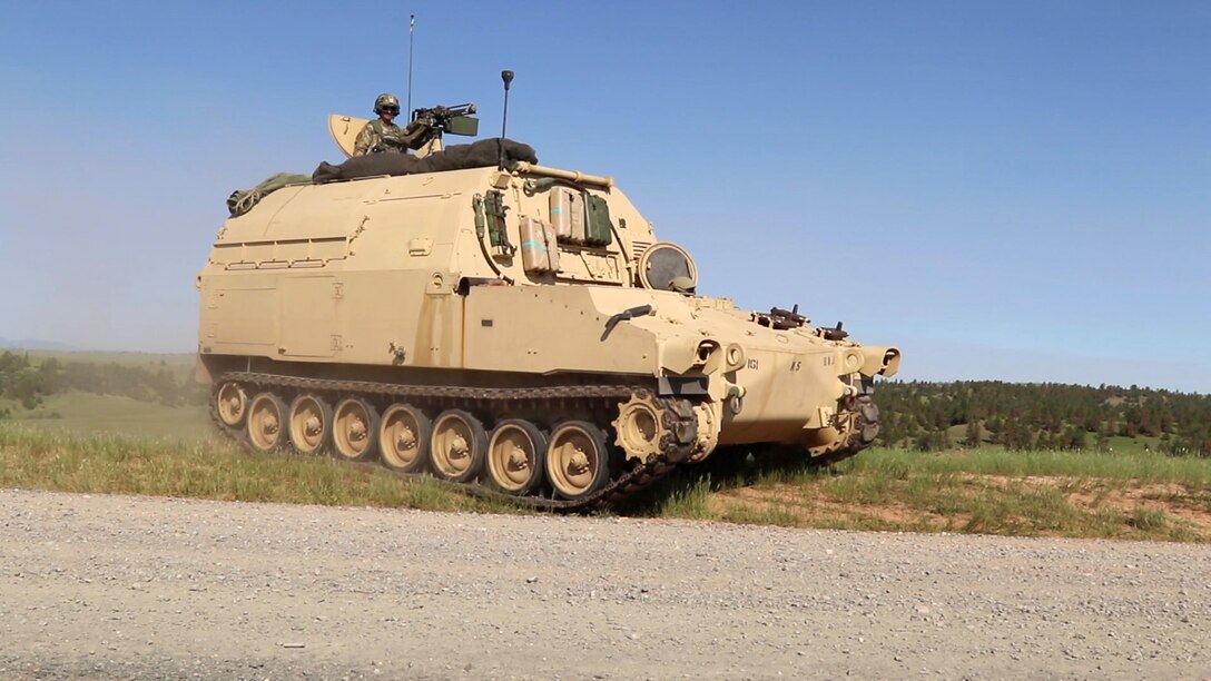 U.S. Army National Guard Soldiers assigned to 1st Battalion, 161st Field Artillery Regiment conduct a field artillery movement during XCTC 21-05.