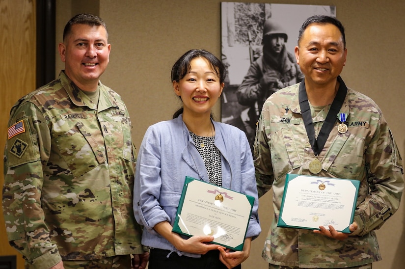 Lt. Col. Phillip Jeon, the chaplain for 4th Cavalry Brigade, 1st Army Division East, receives the Order of Titus.