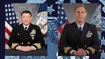 Navy Capt. Jack Tan, SC, left, and Navy Cmdr. Ian Iliff,