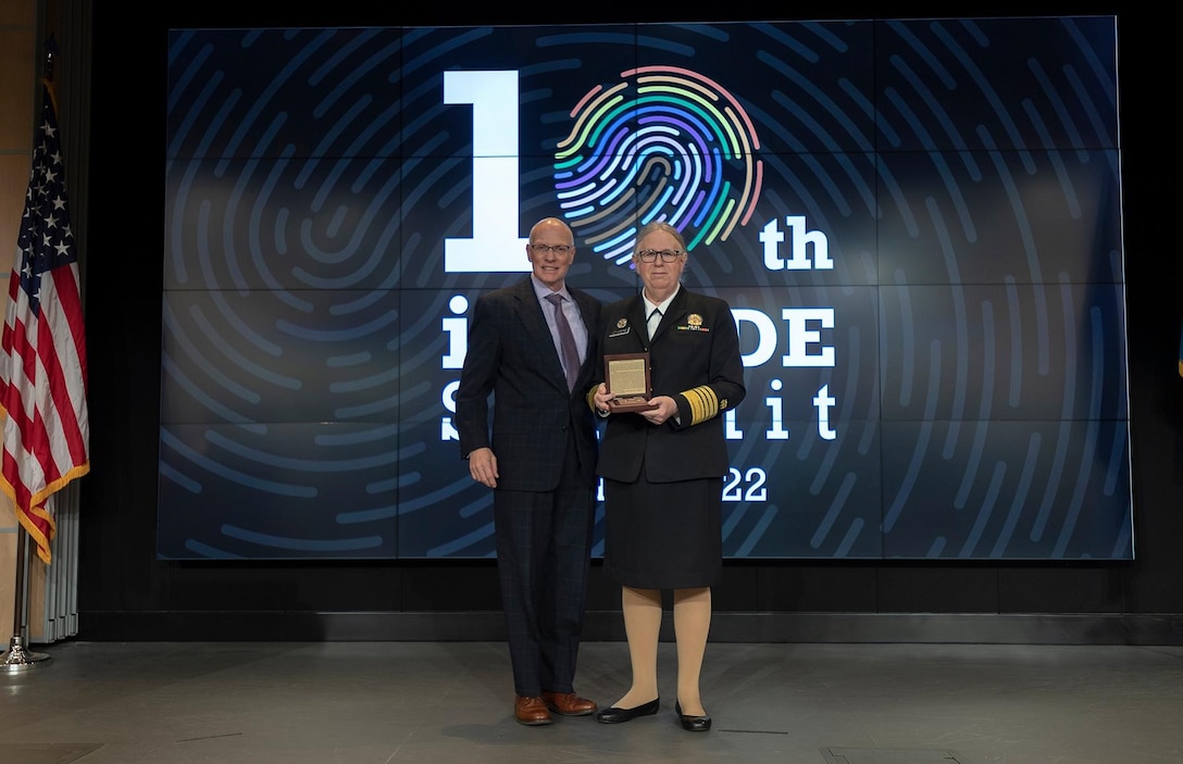 NSA Deputy Director George Barnes and ADM Rachel Levine, assistant secretary for Health at the Department of Health and Human Services, at the 2022 IC Pride Summit hosted at NSA.