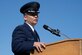 A photo of Col. David Wilson speaking