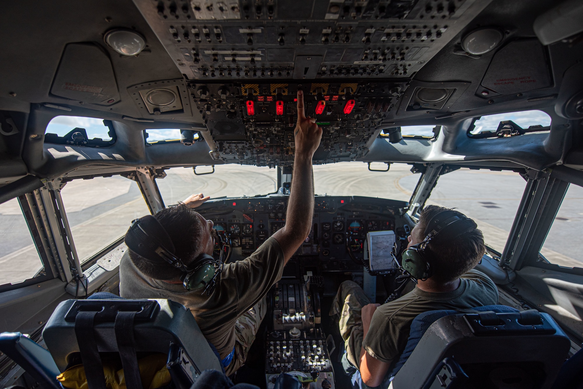 Airmen test aircraft engines.