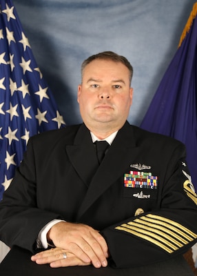 220622-N-YR423-4956 PENSACOLA, Fla. - June 22, 2022 Official portrait of Command Master Chief Andrew Rockman. (U.S. Navy photo by Cheryl Dengler)