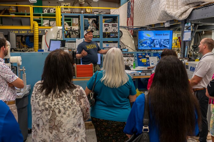 Panama City, FL (June 29, 2022)  Panama City Beach Chamber of Commerce toured around Naval Support Activity Panama City and its tenant commands on June 29th to learn about the Navy's mission here in Panama City.(U.S. Navy Photo by Mass Communication Specialist 2nd Class Kyle Merritt/Released)