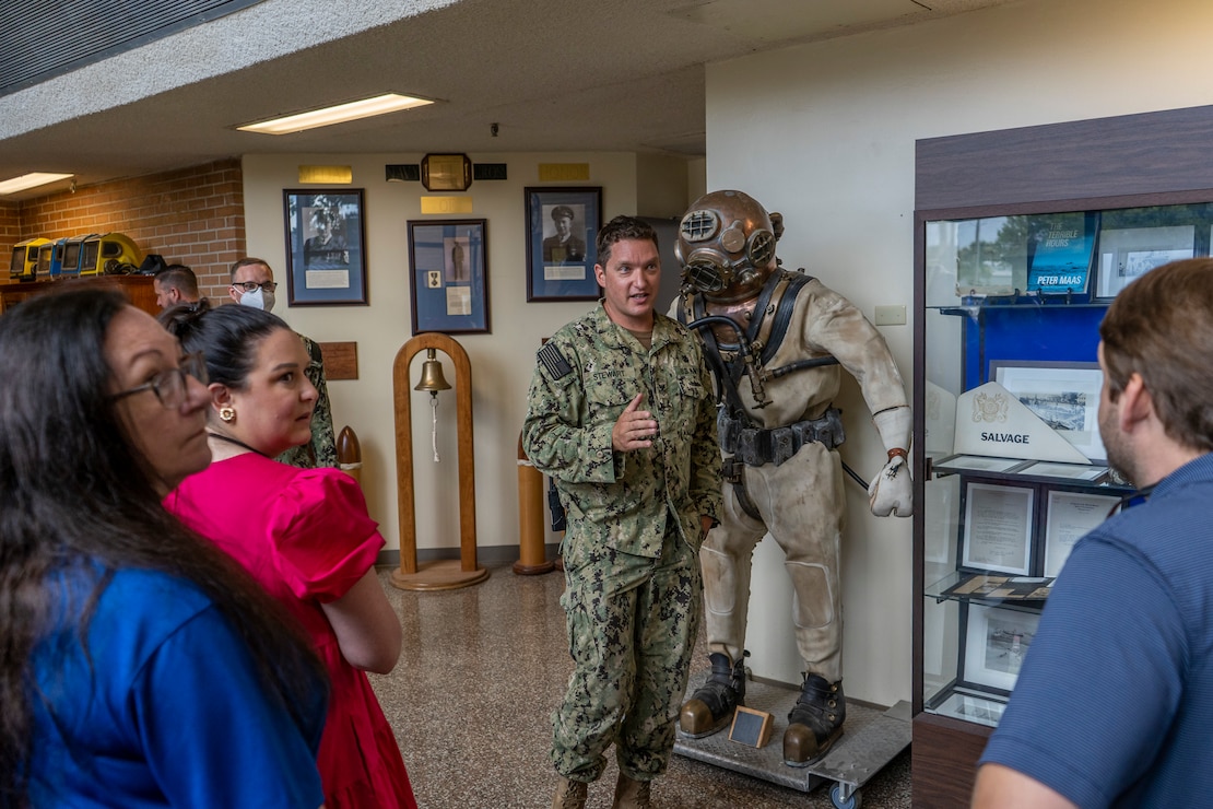 Panama City, FL (June 29, 2022)  Panama City Beach Chamber of Commerce toured around Naval Support Activity Panama City and its tenant commands on June 29th to learn about the Navy's mission here in Panama City.(U.S. Navy Photo by Mass Communication Specialist 2nd Class Kyle Merritt/Released)