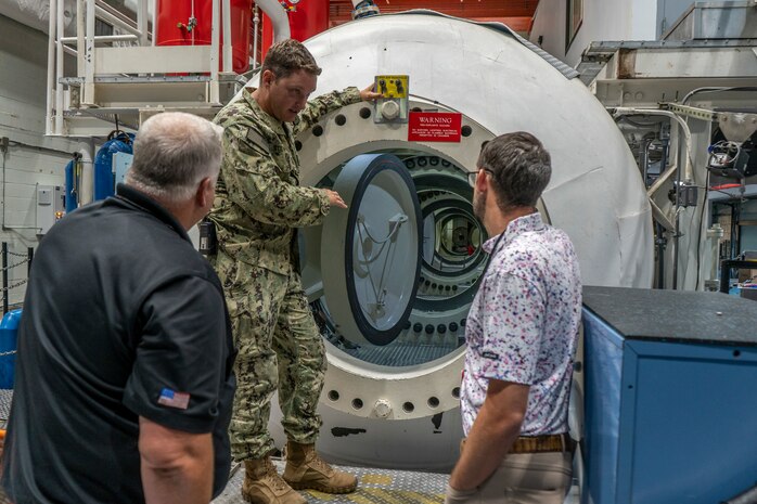 Panama City, FL (June 29, 2022)  Panama City Beach Chamber of Commerce toured around Naval Support Activity Panama City and its tenant commands on June 29th to learn about the Navy's mission here in Panama City.(U.S. Navy Photo by Mass Communication Specialist 2nd Class Kyle Merritt/Released)