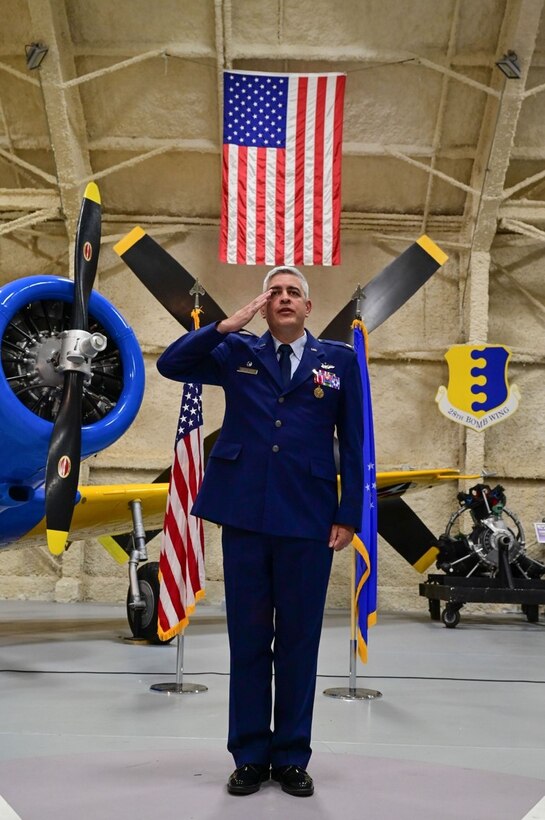 Lt. Col. Kenneth Byrd, the outgoing 28th Comptroller Squadron commander, is rendered his final salute from the 28th Comptroller Squadron during a Change of Command Ceremony at Ellsworth Air Force Base, S.D., June 30, 2022.