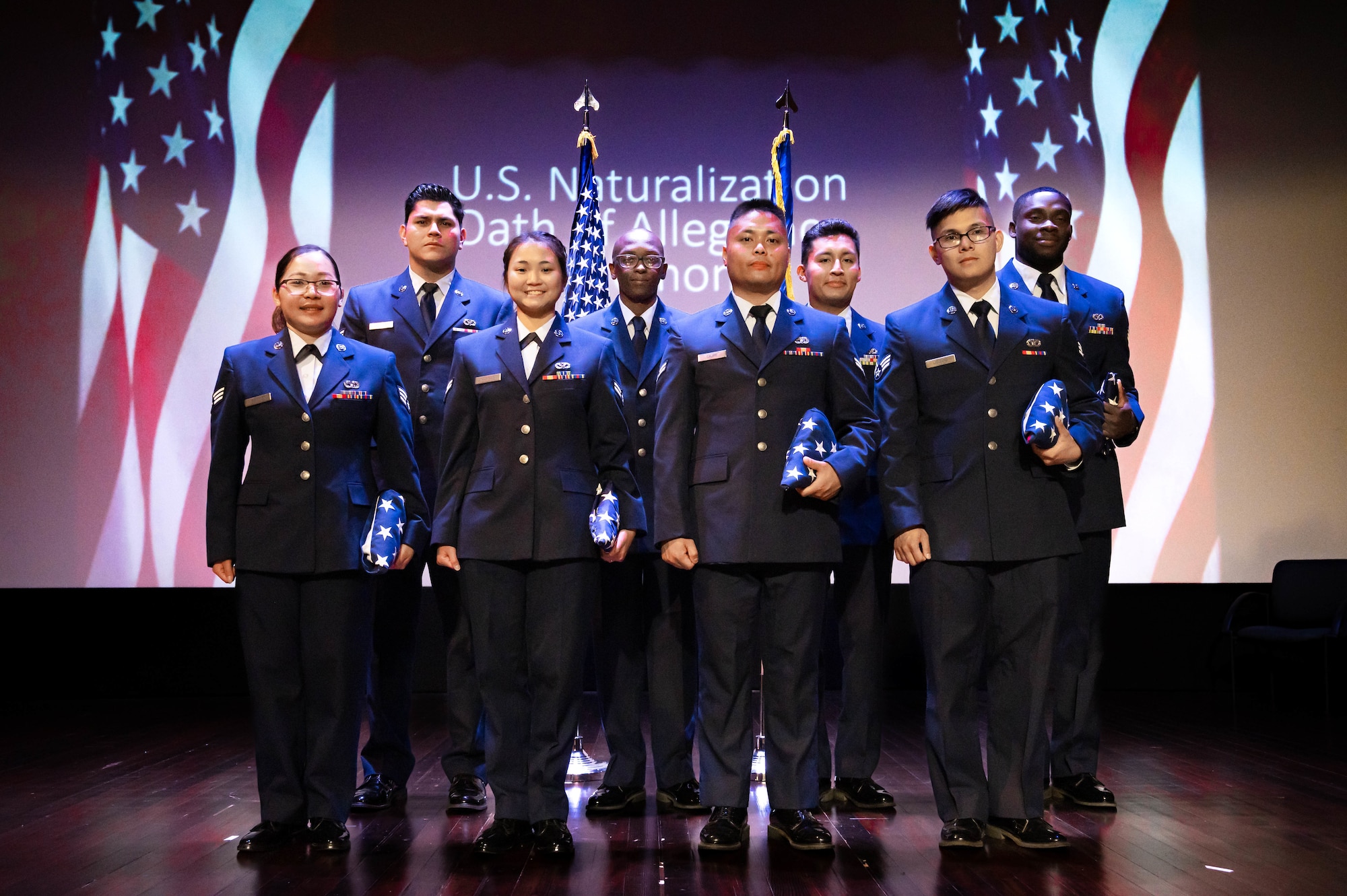 Eight Airmen stand in group