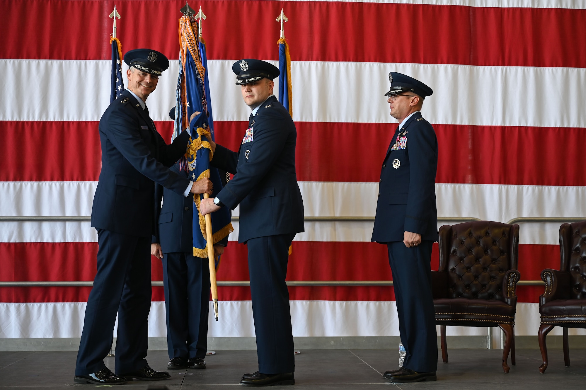 Officers pass guidon