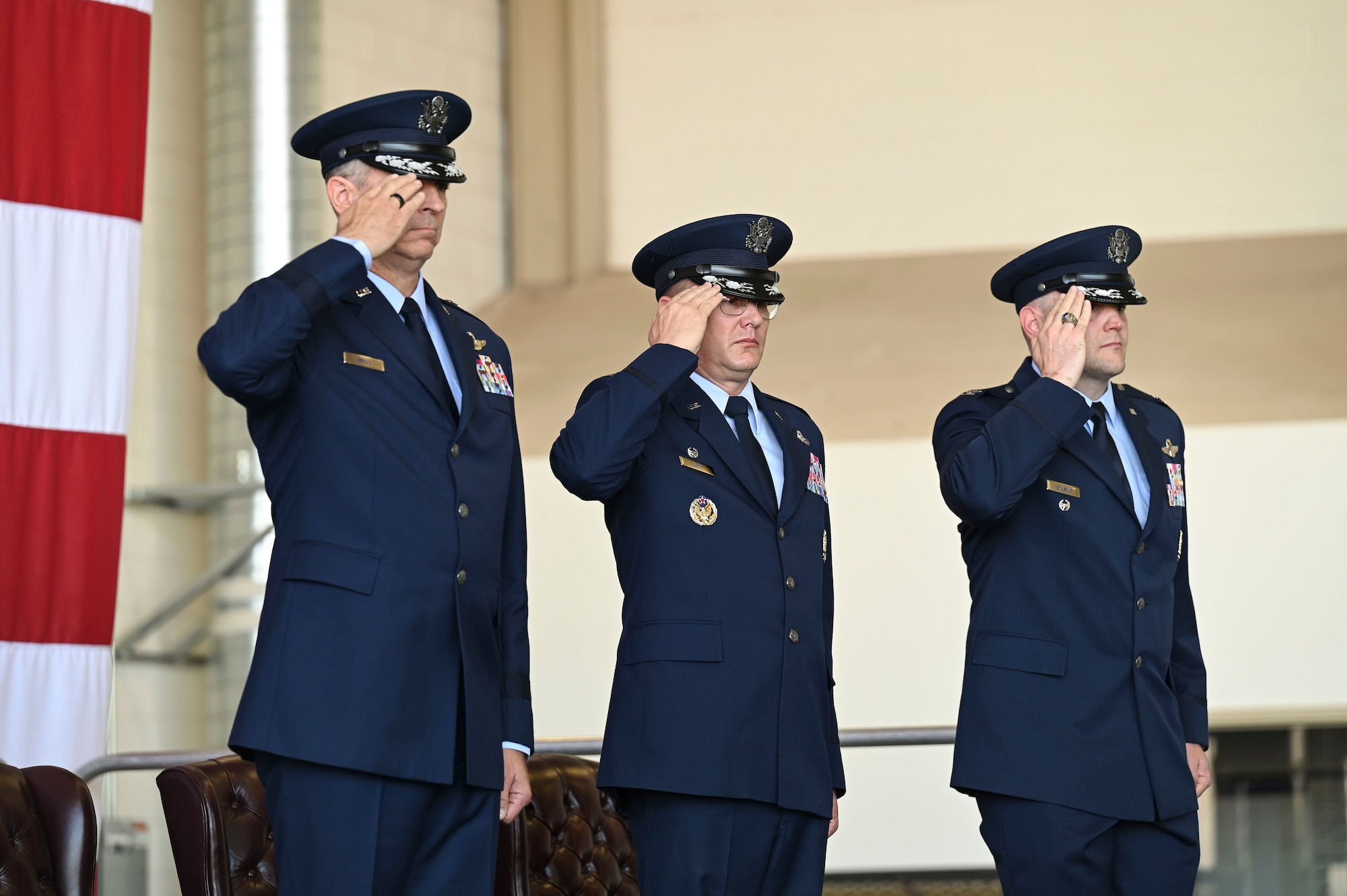 Officers render salutes