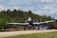 An A-10 Thunderbolt II from the 107th Fighter Squadron, 127th Wing, Michigan Air National Guard, lands and takes off from a highway during Northern Agility-1 22 in the Upper Peninsula of Michigan June 29, 2022.