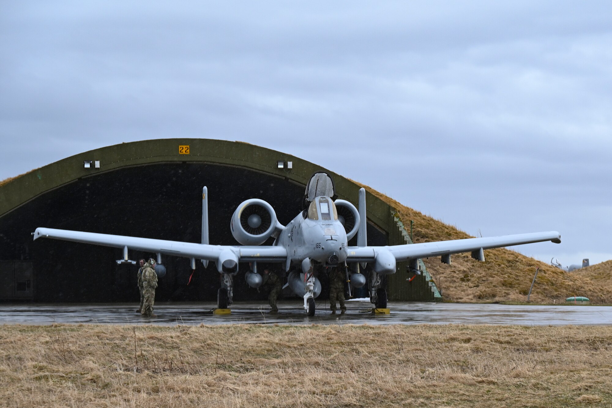 An A-10C Thunderbolt II aircraft assigned to the 104th Fighter Squadron, Maryland Air National Guard, prepares for flight at Andoya Air Base in Andenes, Norway, ready to conduct Agile Combat Employment training in support of the Swift Response exercise, May 6, 2022.